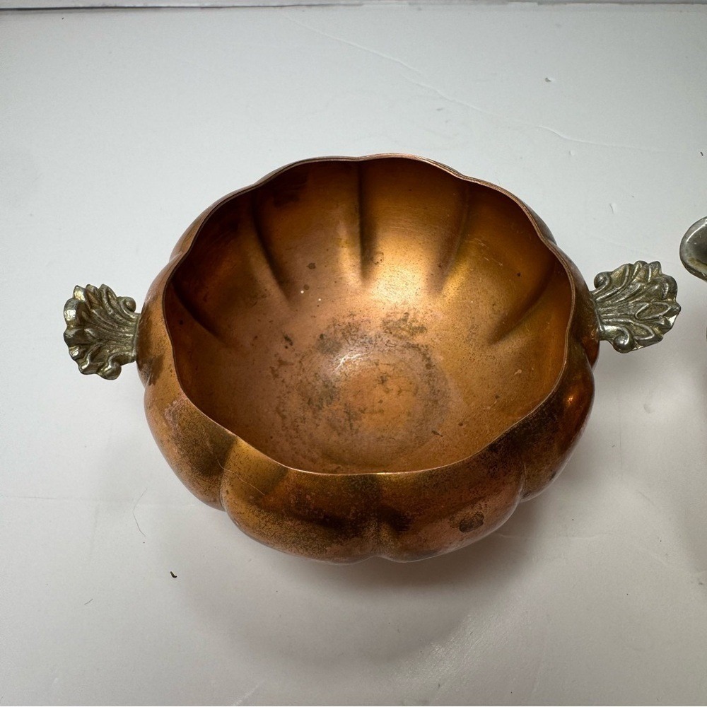 Vintage 70s Venetian Copper Morton Parker Sugar Creamer Cottagecore Farmhouse - Picture 5 of 14